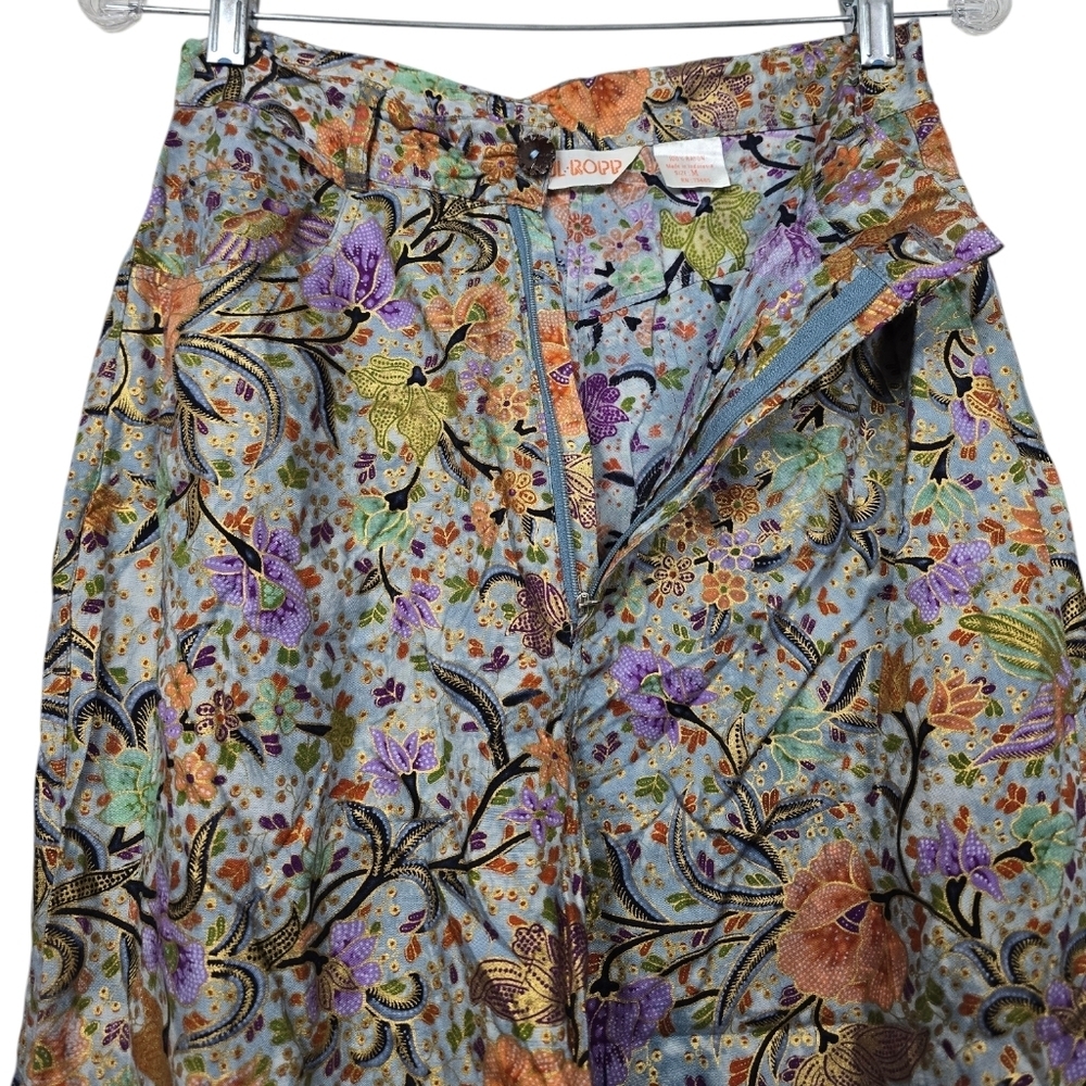 Paul Ropp Floral Multi Colored Colorful Rayon Pants M - Picture 3 of 8